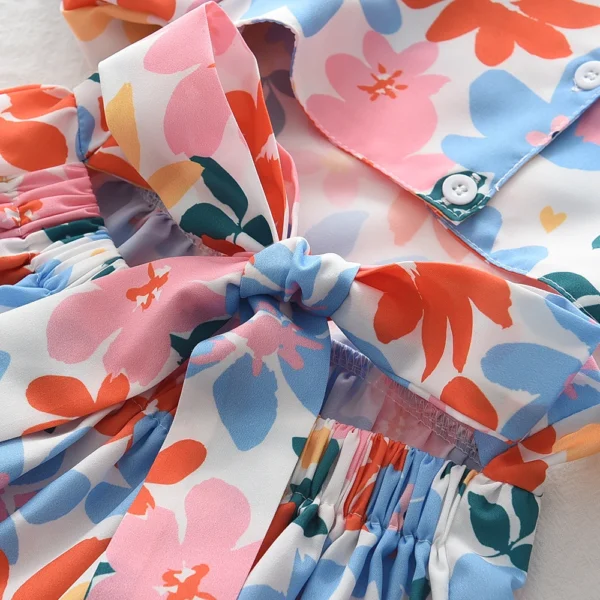 New Baby Girls Colorful Floral Short-sleeved Dresses - Image 5