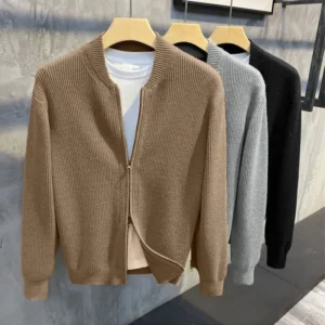 Men's Knitted Cardigan Warm Double Zipper