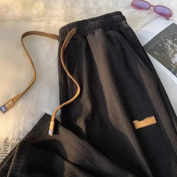 Couples Ice Silk Loose Wide Leg Pants Thin Design Casual Loose - Image 3