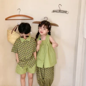 Boys Short Sleeves Outfit Muslin Solid Sling Tees Baby Girl