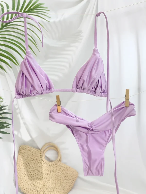 Pleated Brazilian Folds Bikini Women Swimsuit Female - Image 2