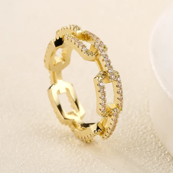 Fashion Cuban Link Chain Ring Engagement Jewelry - Image 2