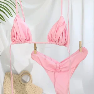 Pleated Brazilian Folds Bikini Women Swimsuit Female