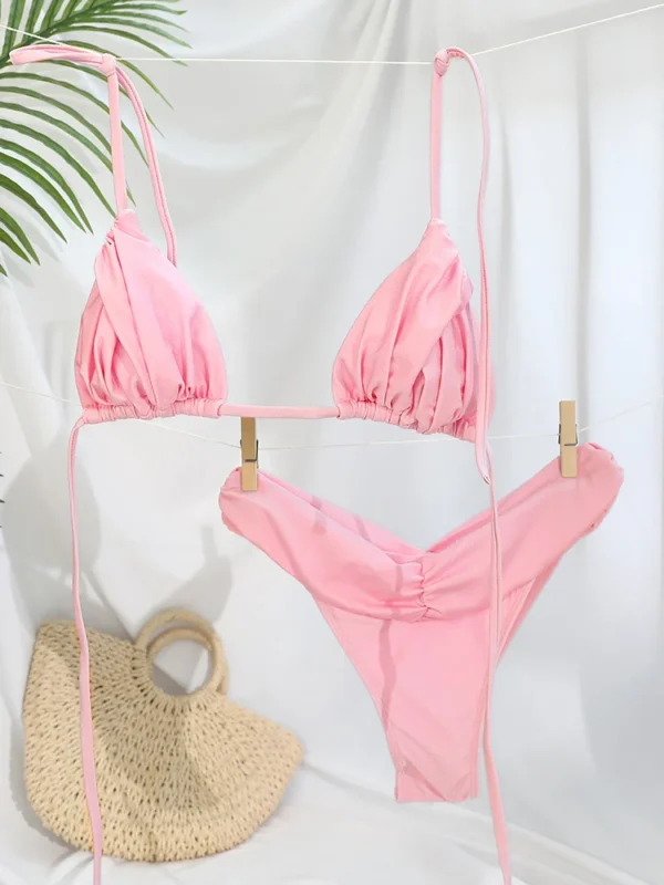 Pleated Brazilian Folds Bikini Women Swimsuit Female