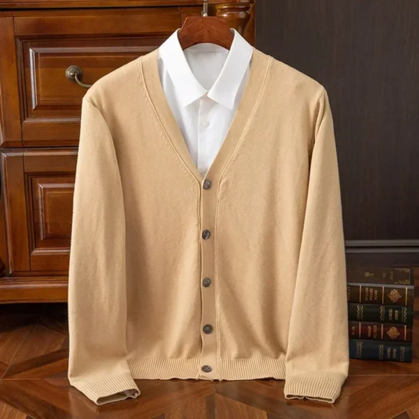 Autumn Men's Knitted Cardigan Thin V-neck