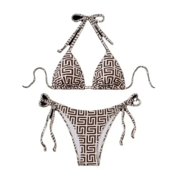 Sexy Bikini Swimsuit Women's Deep V Gathered Stripes Backless - Image 5