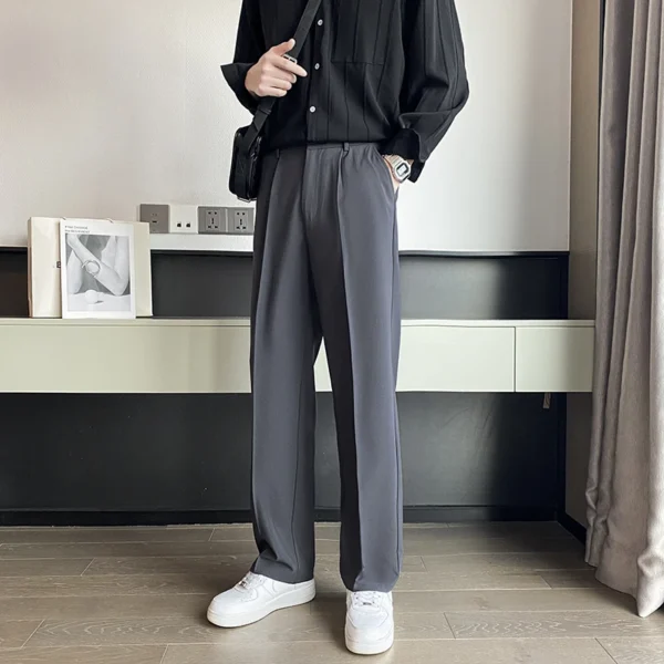 Spring Men Suit Pants Wide Leg Long Drape Trousers - Image 2