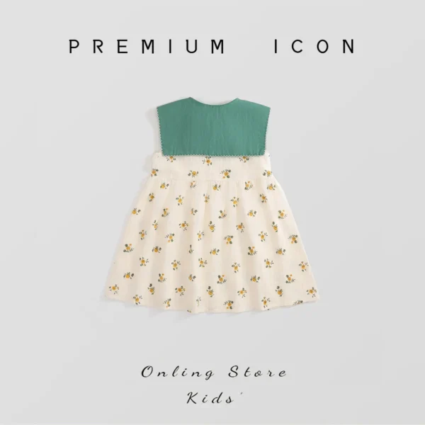 Girls Sundress Cotton Spliced Fragmented Flower - Image 3