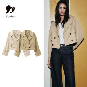 Koekop Women's Fashion Trench Coat Style Jacket Coat