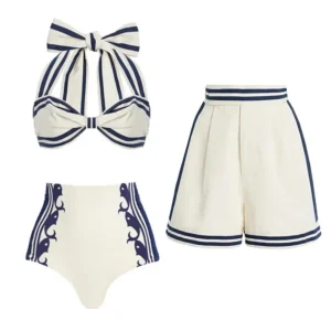 High Waist Bikini Set Navy Beach Sexy Swimwear