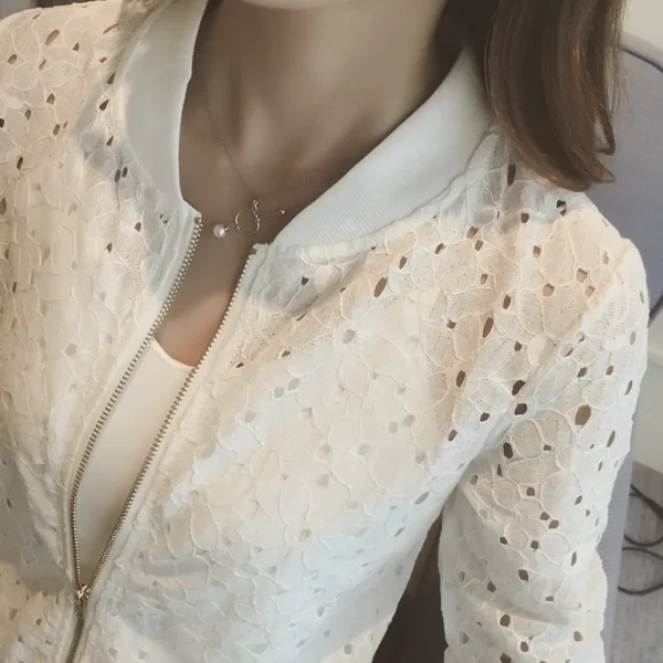 Women Spring/Autumn Hollow Out Sport Jacket Long Sleeve - Image 2