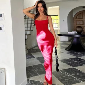 Summer Women's Dresses New Fashion Print Sleeveless Backless Bodycon