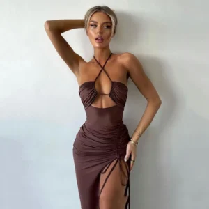 Sexy Slim Backless Midi Bodycon Dress