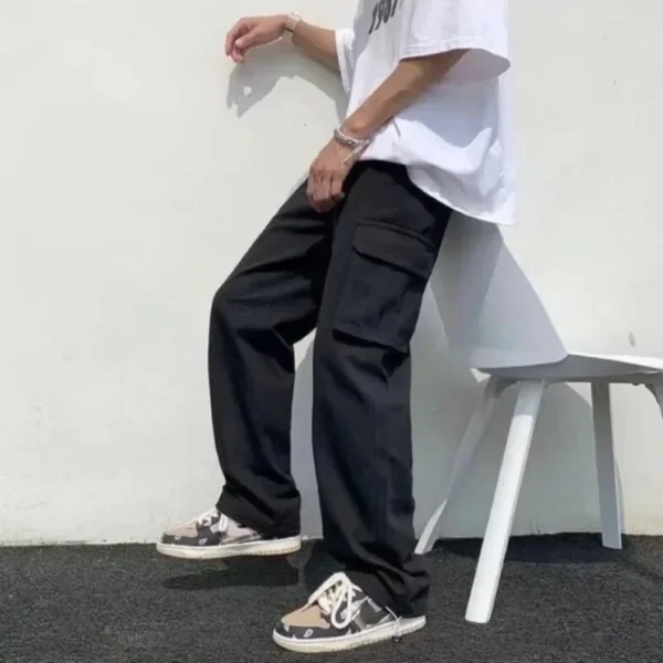 Black/white Pants Men Streetwear Cargo Trousers - Image 5