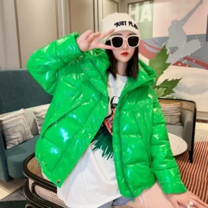 Glossy Hooded Winter Coat
