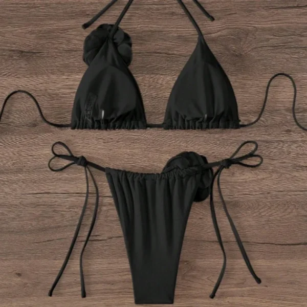 Flowers Strappy Bikini Women Swimwear Female Swimsuit - Image 3
