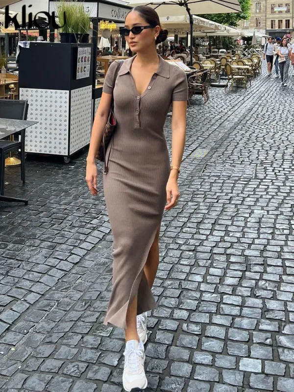 Elegant Collared Maxi Dress