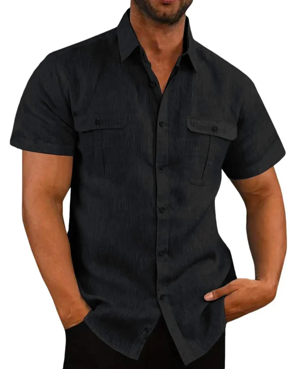 Shirts Stand-Up Collar Casual Beach Style Plus Shirt - Image 4