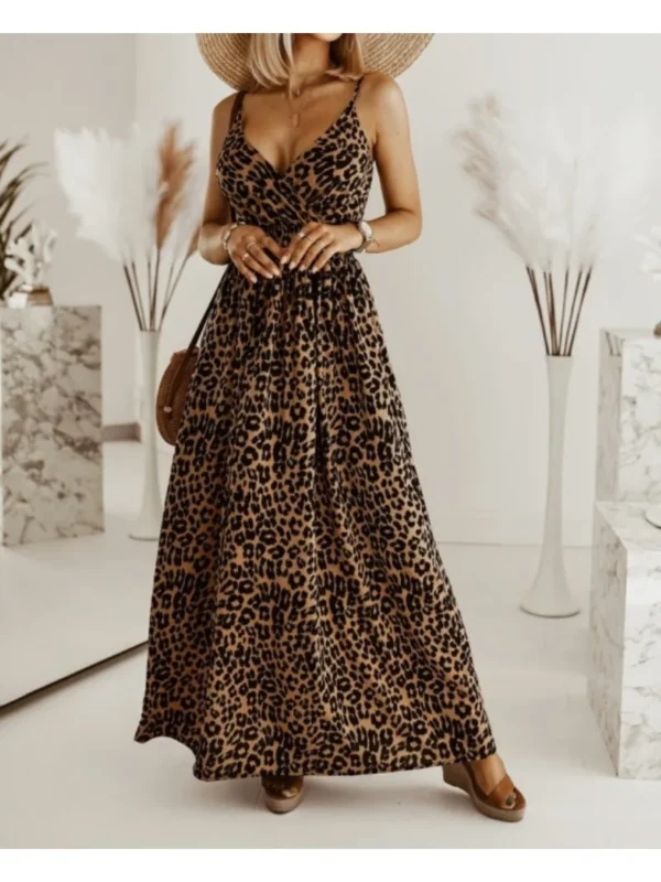 Leopard Print V-Neck Cami Dress