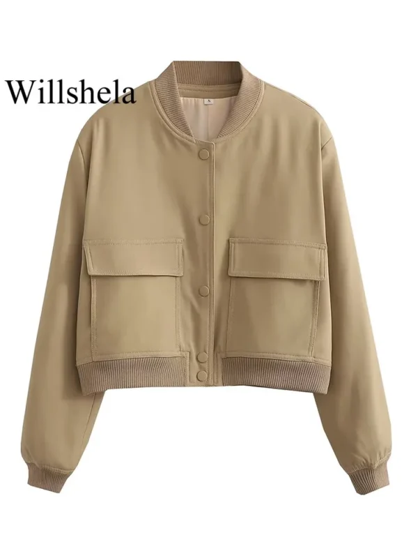 Women Fashion Jackets Coat With Pockets V-Neck Single - Image 2