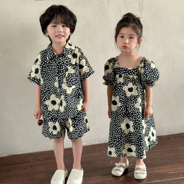 Baby Girl's Dress Short Sleeve Casual Boy's Two Piece Suit - Image 2