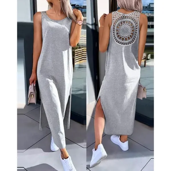 Hollow Out Slit Midi Dress