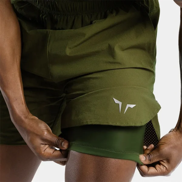 double-deck fitness sports shorts Men's sweatpants training gym