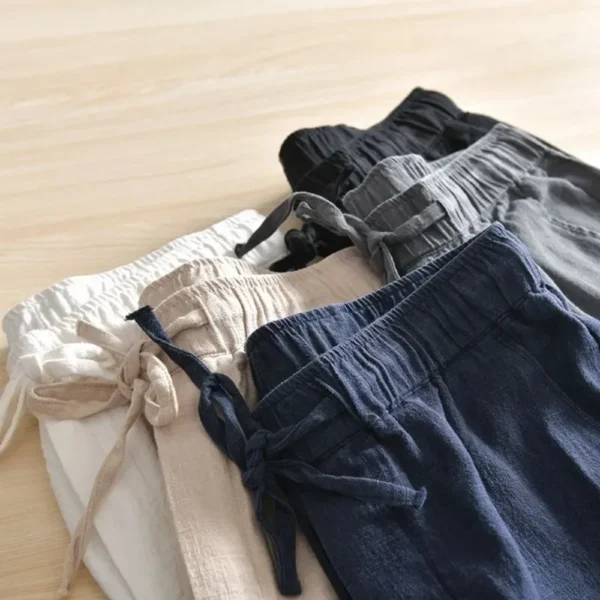 Men's Cotton Linen Casual Pants Baggy Streetwear