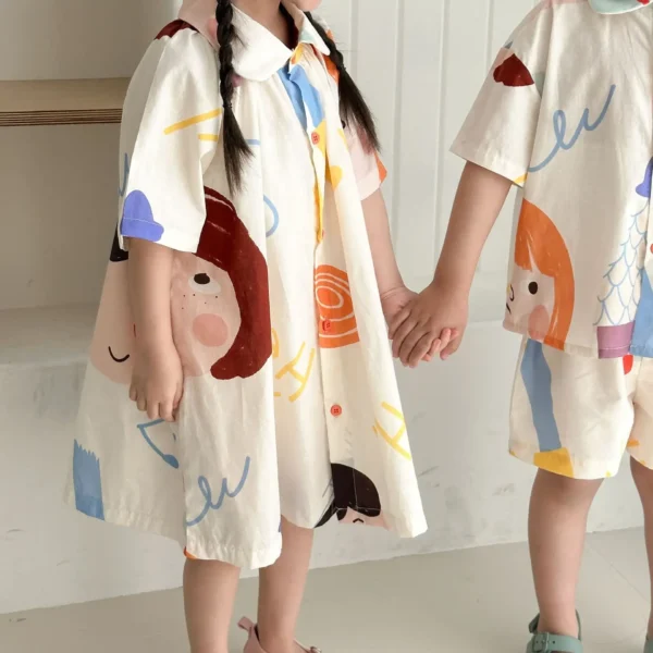 Kids Set Brother And Sister Clothes Cartoon Clothes - Image 3