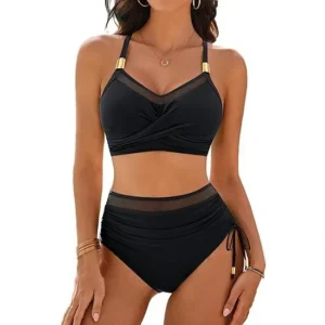 2Pcs/Set Women Summer Bikini Set V-Neck Sling Bra