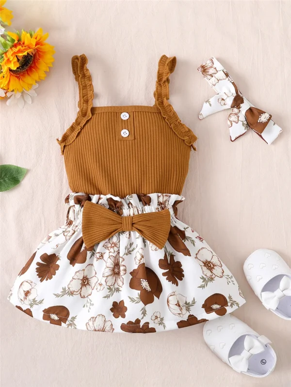 Sleeveless Summer Infant Girl Casual Outfit Suit - Image 2