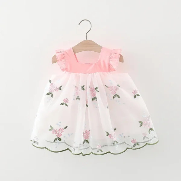 Baby Girl  Dress Sleeveless Floral Embroidery