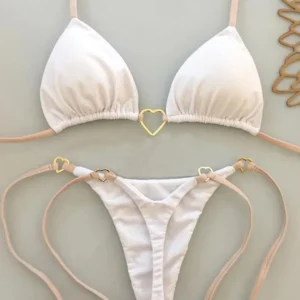 New Solid Color White Bikini Women suit Low Waist