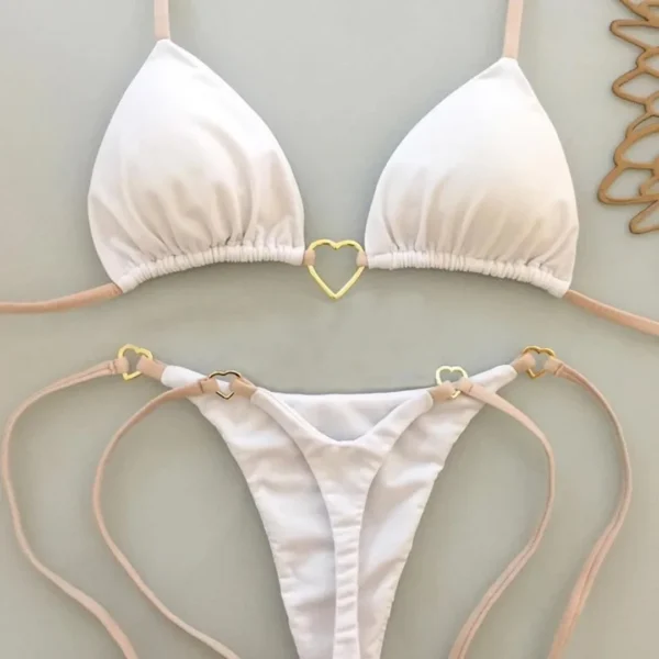 New Solid Color White Bikini Women suit Low Waist