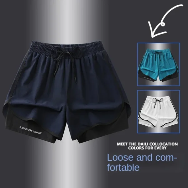 Sports Three Piece Pants Double layered Sports Shorts - Image 4