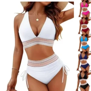 Sexy High-Waist Bikini Swimsuit Strap Design Slimming