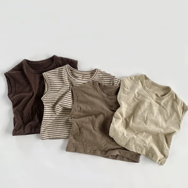 Children Slub Cotton T Shirts Korean Fashion Toddler Kids