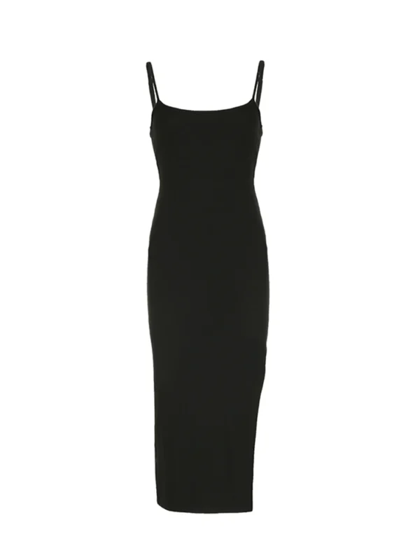 Solid Backless Split Sexy Adjustable Strap Long Dress - Image 6