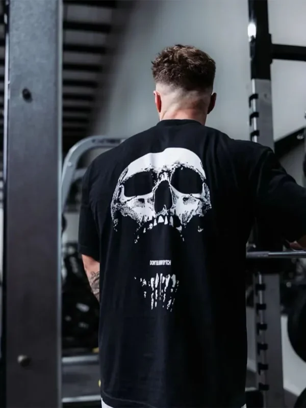 new gym fitness T-shirt loose oversized cotton men's