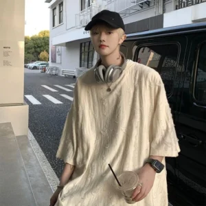 Male Tees Shirts American Style Five-point Sleeve
