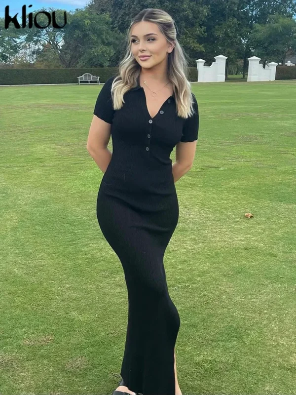 Elegant Collared Maxi Dress - Image 4
