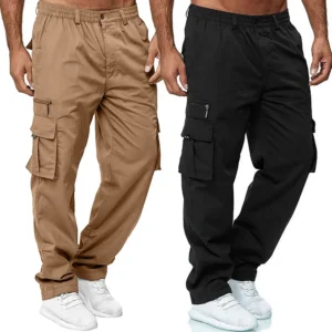 Men's Cargo Trousers Elastic Waist Sports Casual Pants