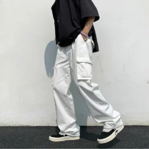 Black/white Pants Men Streetwear Cargo Trousers