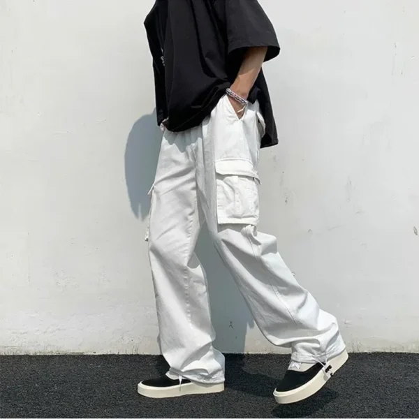 Black/white Pants Men Streetwear Cargo Trousers