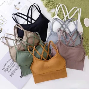 Sexy Women Tops Back Cross Strap Push Up Running Sports Bra
