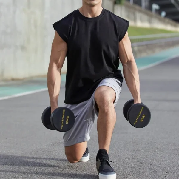 Cotton Sprort T-shirt Bodybuilding Slim Shirts Sleeveless - Image 2