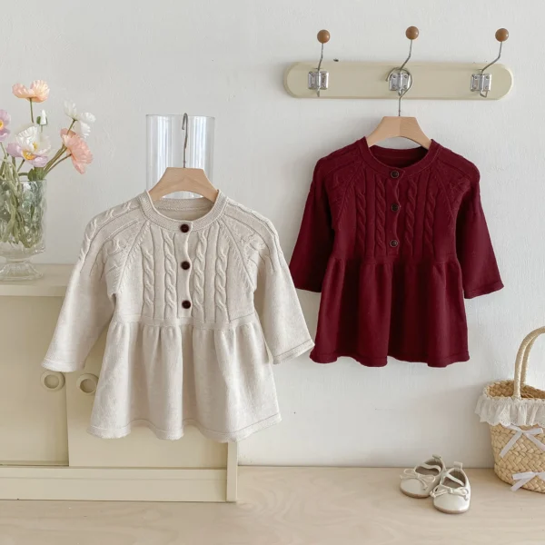 Girls Clothes Long Sleeve Sweater Dress Kids - Image 3