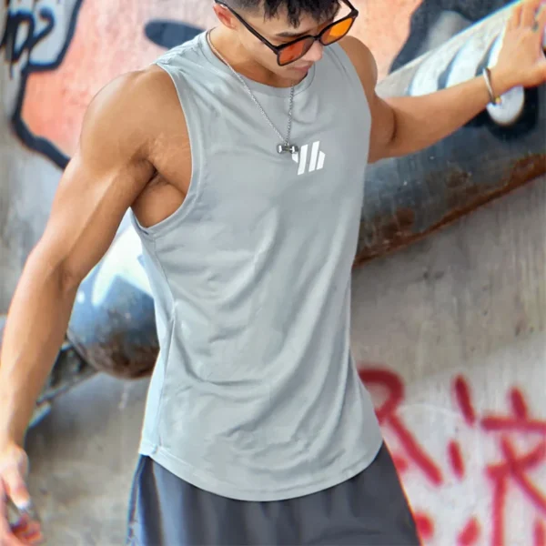 Summer Gym Vest High Quality mesh Shirt Sleeveless T-shirts Men - Image 5