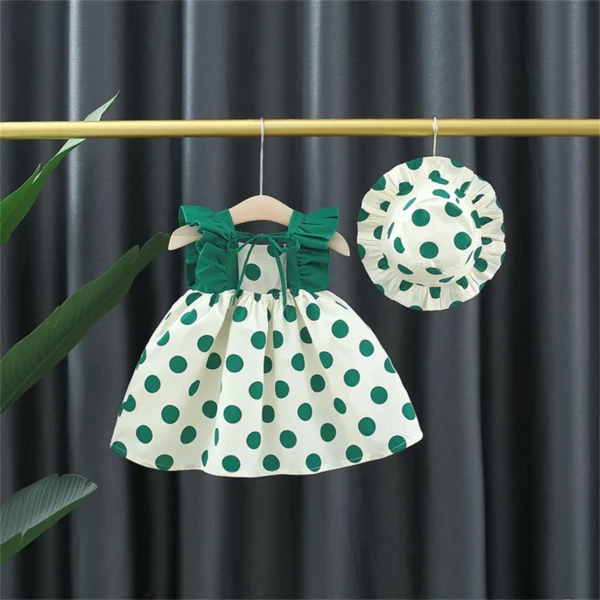 Baby Girl Baby Dot Print Lace Cotton Sleeveless - Image 2
