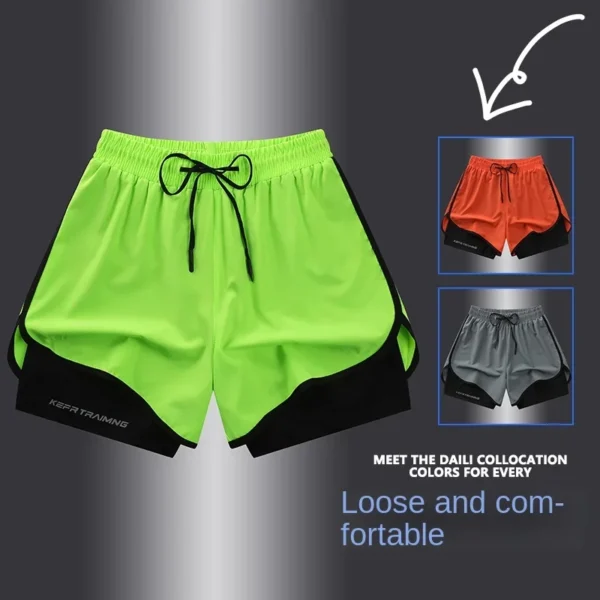 Sports Three Piece Pants Double layered Sports Shorts - Image 2
